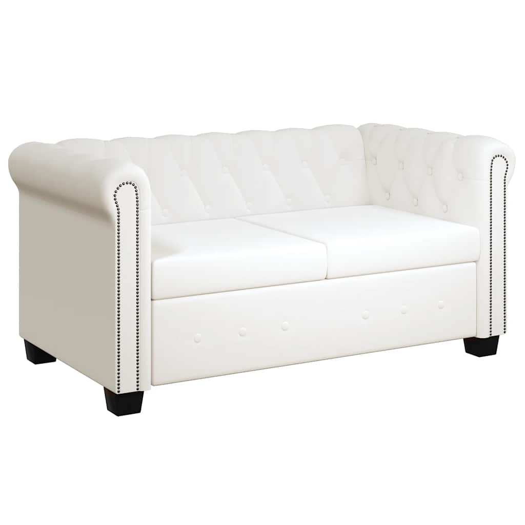 2-personers og 3-personers Chesterfield sofaer kunstlæder hvid