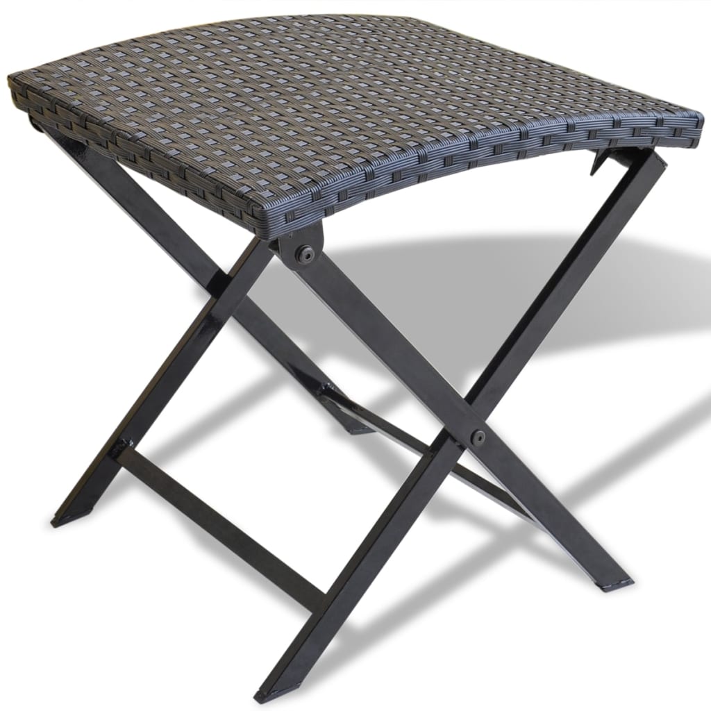 foldbar skammel polyrattan sort