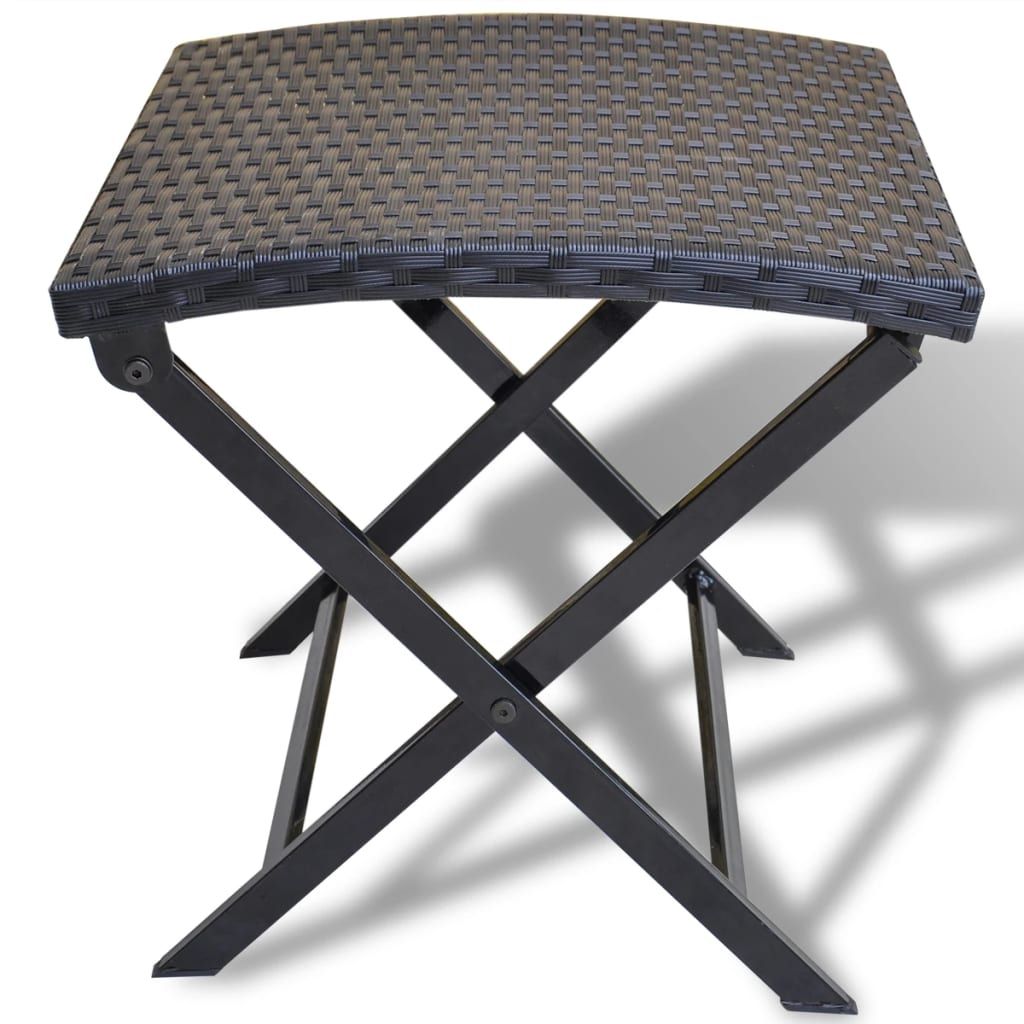 foldbar skammel polyrattan sort