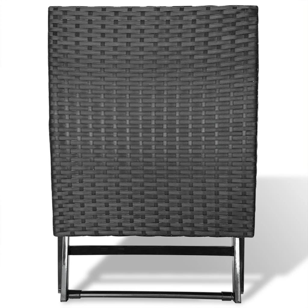 foldbar skammel polyrattan sort