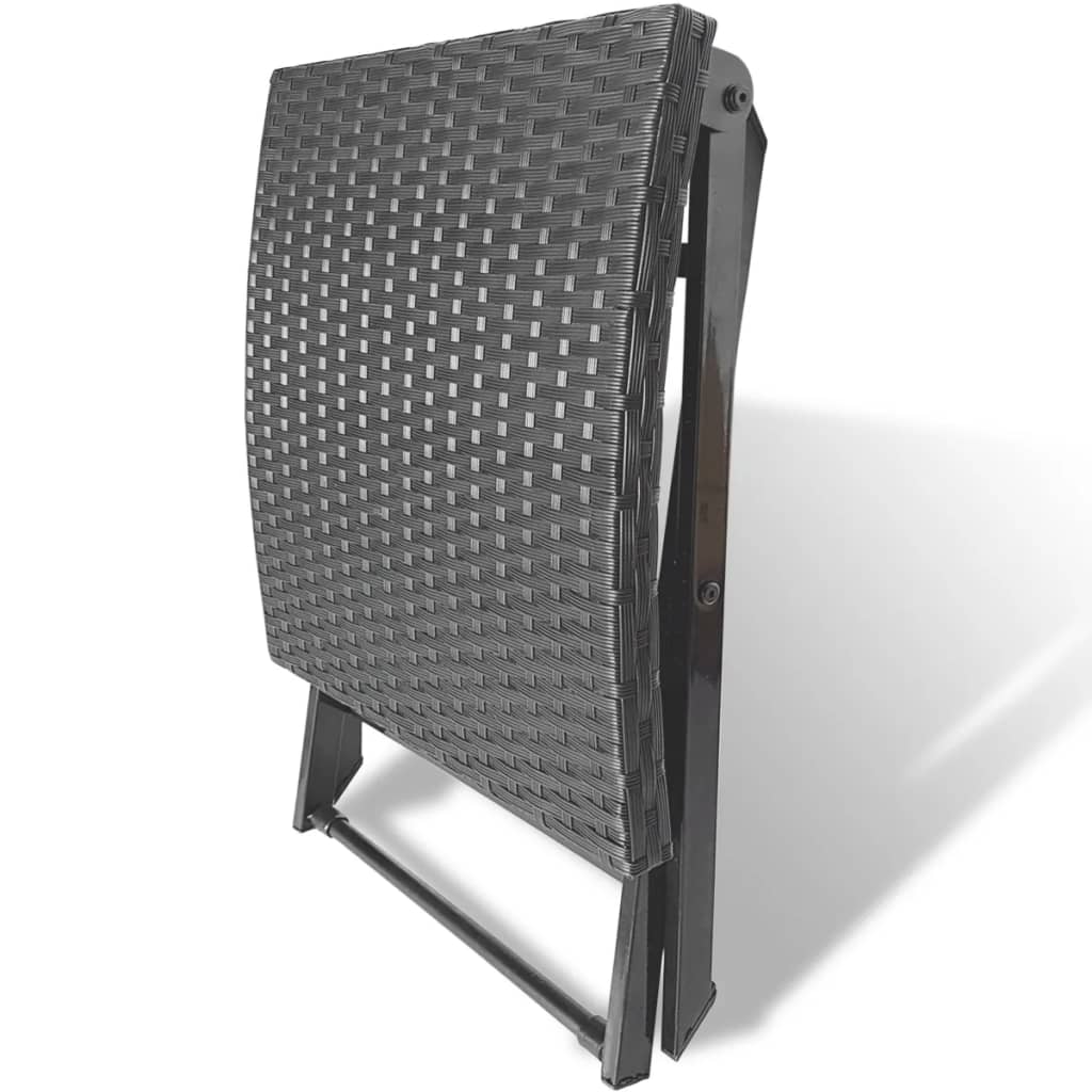 foldbar skammel polyrattan sort