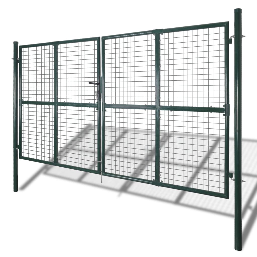 dobbeltdørshegnslåge 300x150 cm pulverlakeret stål