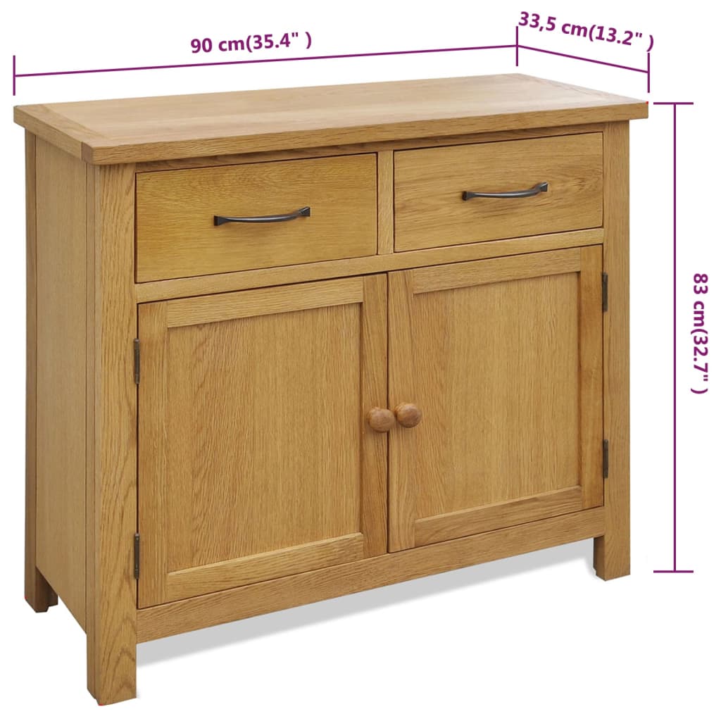 skænk 90x33,5x83 cm massivt egetræ