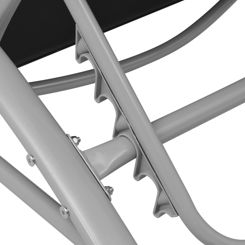 liggestole med parasol aluminium sort