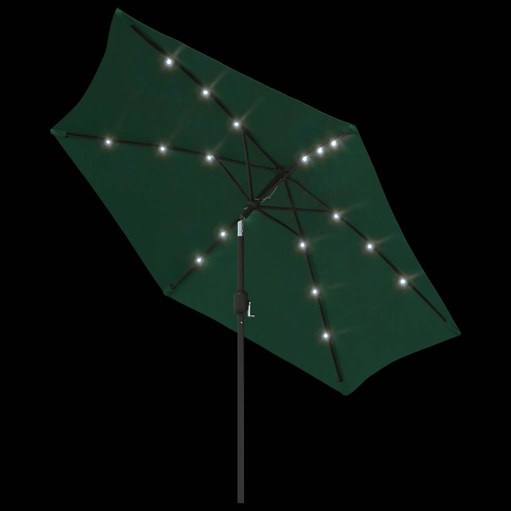 hængeparasol m. LED-lys 3 m grøn