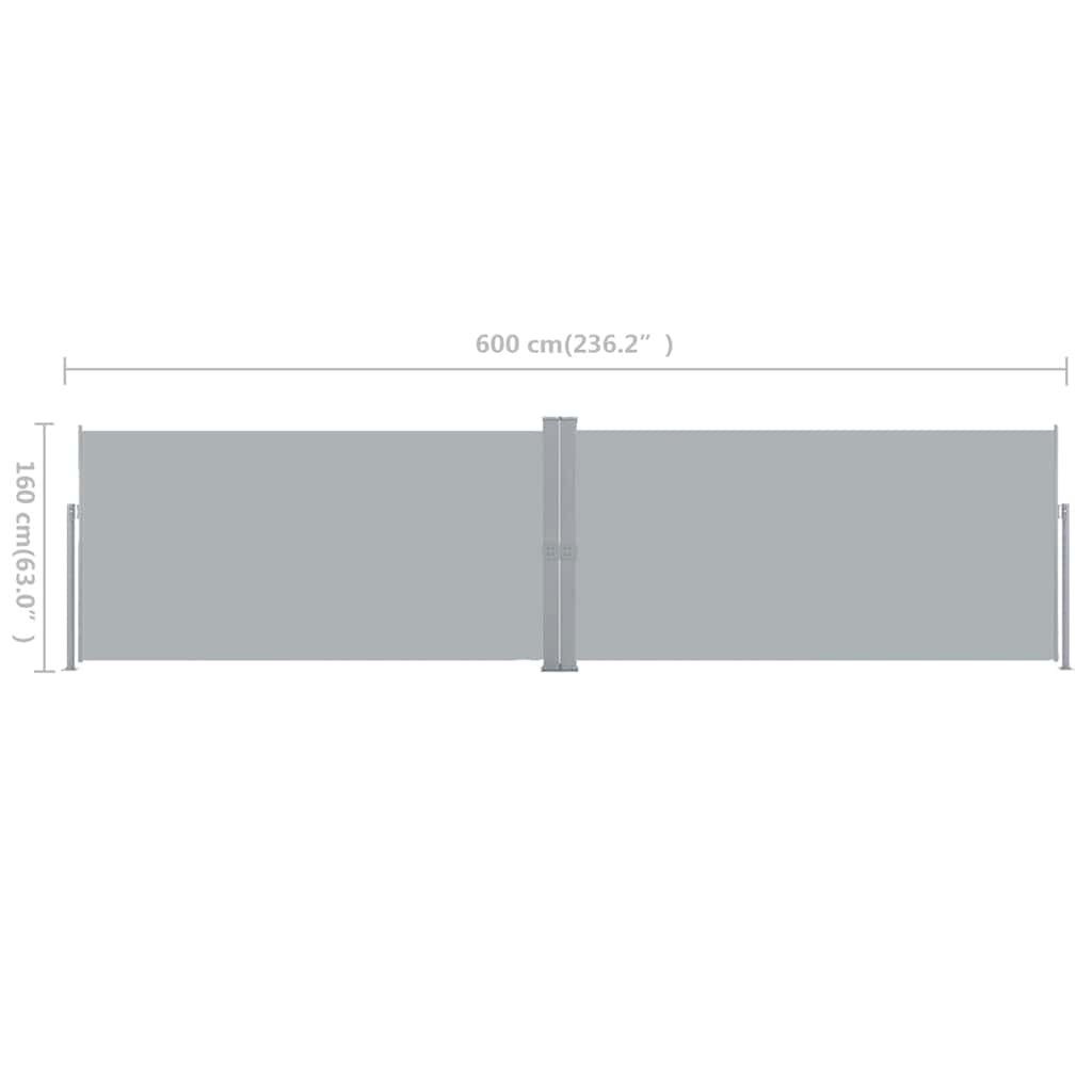 sammenrullelig læskærm 160x600 cm grå