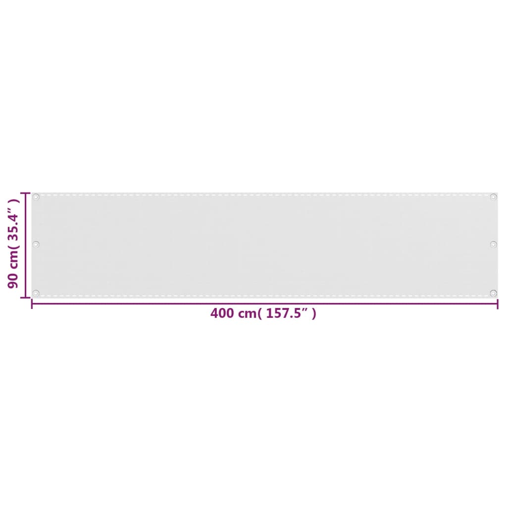 balkonafskærmning HDPE 90 x 400 cm hvid