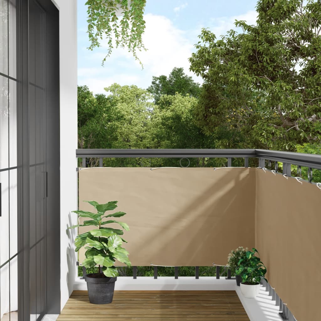 balkonafskærmning Oxford-stof 75x600 cm beige