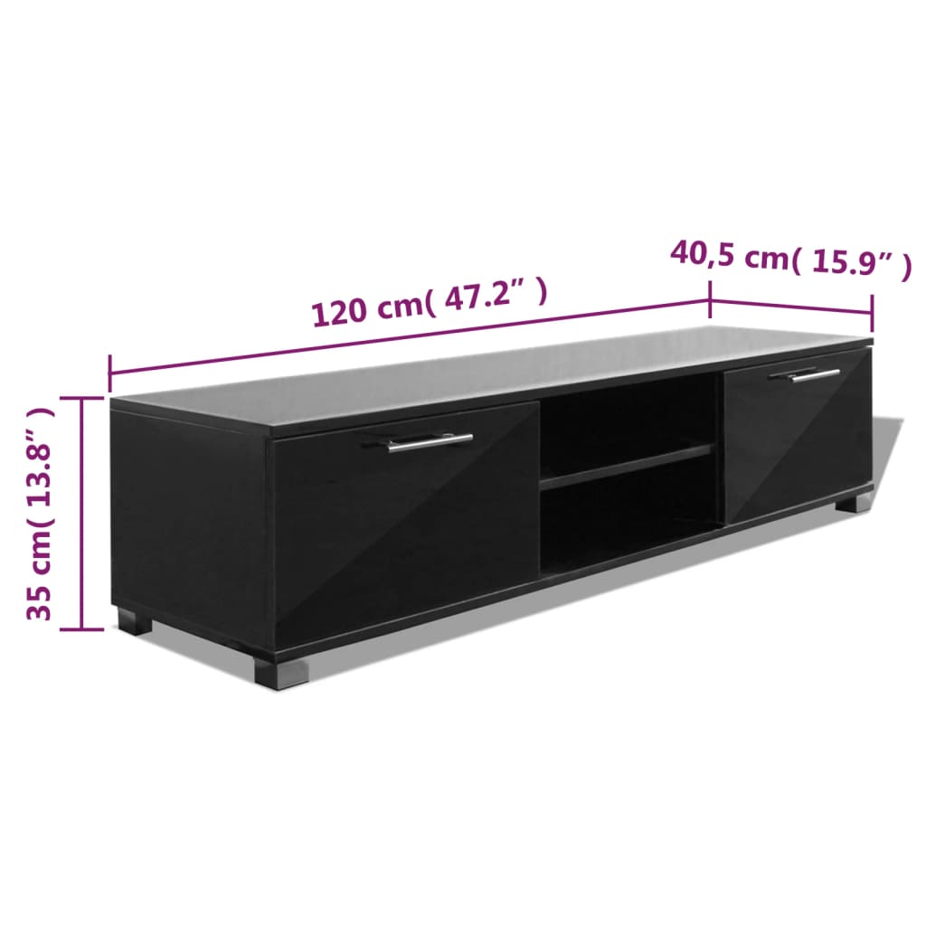 tv-bord 120x40,5x35 cm sort højglans