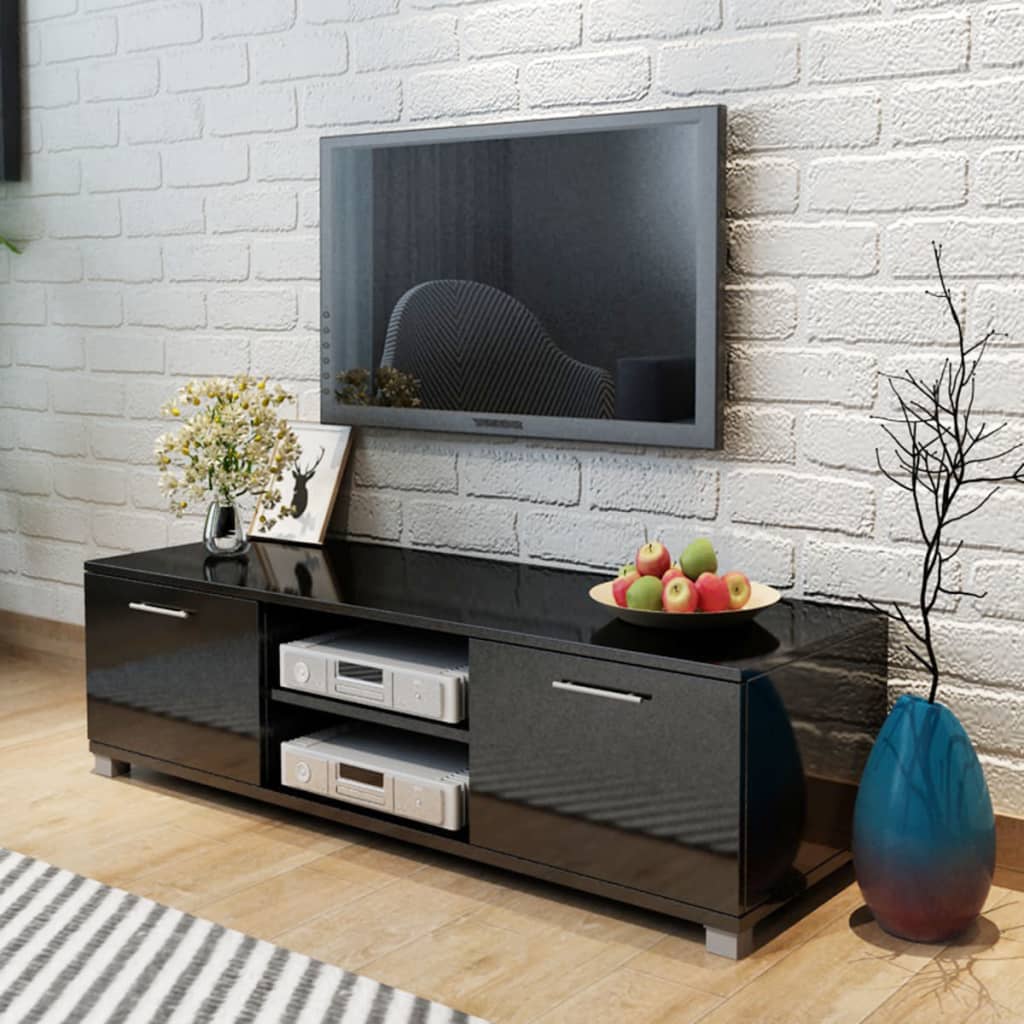 tv-bord 120x40,5x35 cm sort højglans