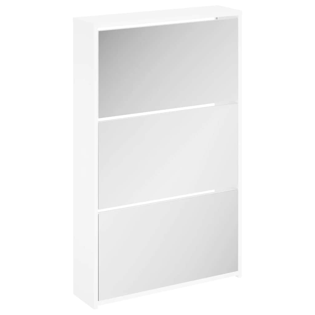 skoskab med 3 hylder og spejl 63x17x102,5 cm hvid
