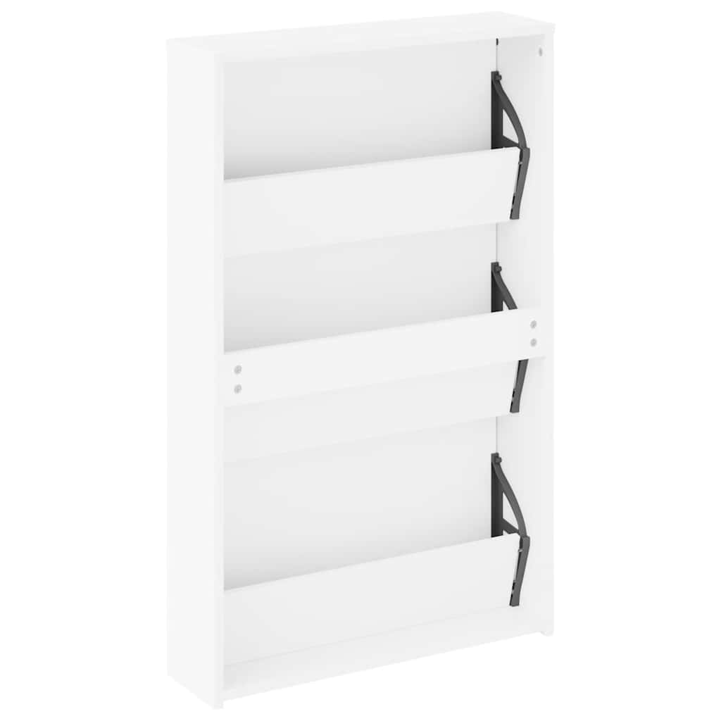 skoskab med 3 hylder og spejl 63x17x102,5 cm hvid