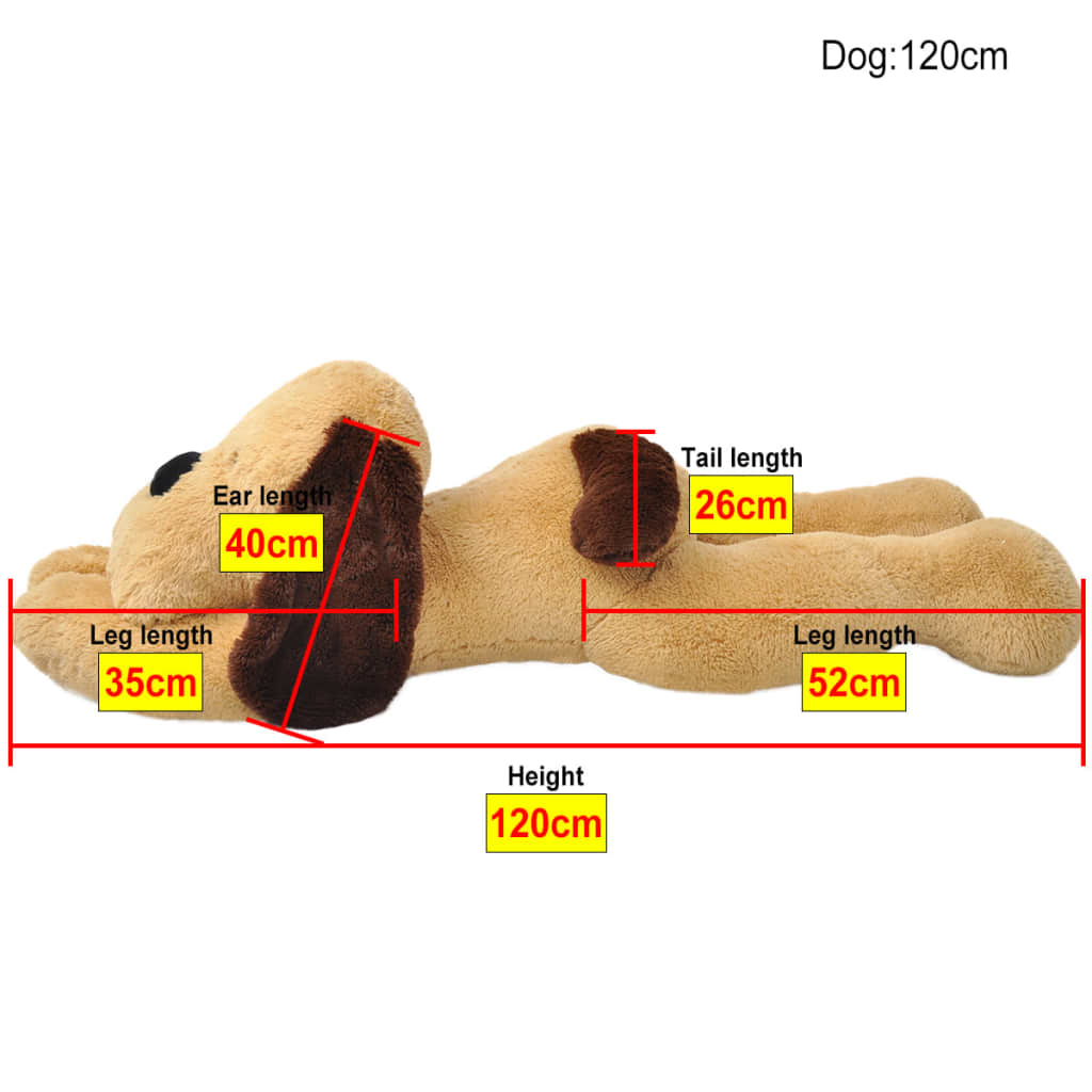 tøjdyr hund 120 cm plysstof brun