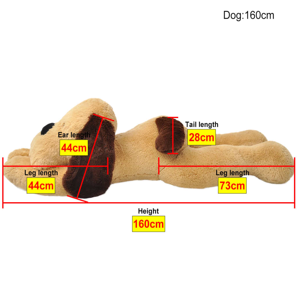 tøjdyr hund 160 cm plysstof brun