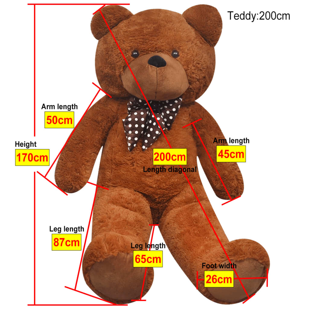 tøjbamse 170 cm plysstof brun