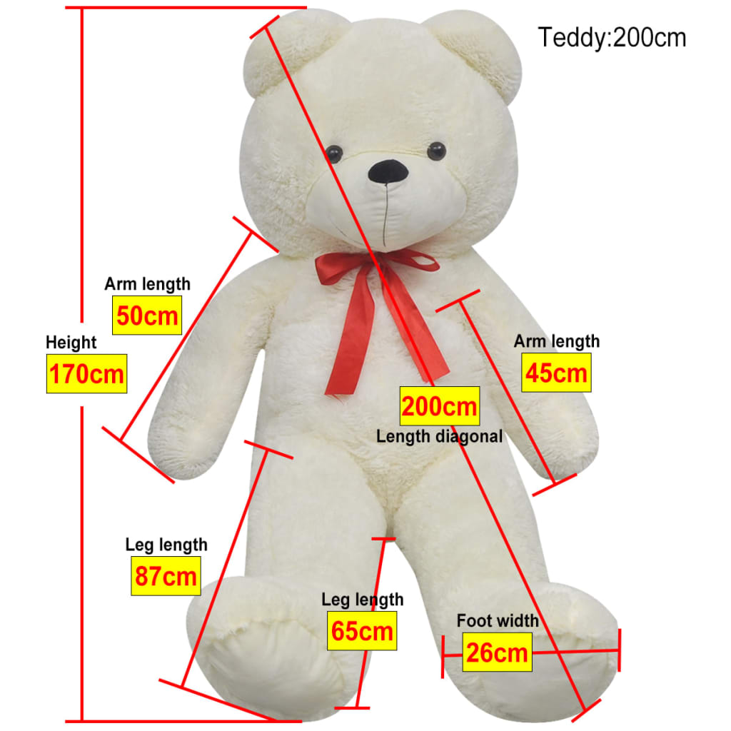 tøjbamse 170 cm plysstof hvid