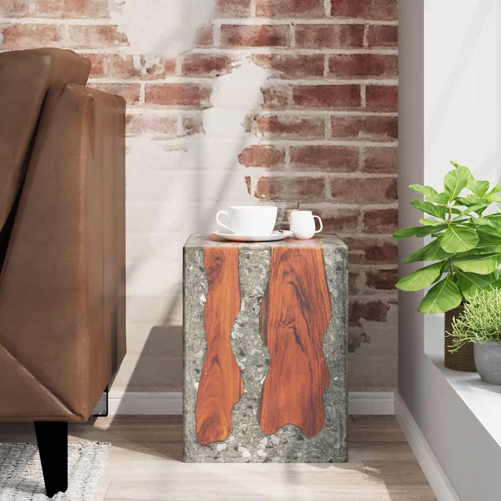 taburet massivt teaktræ og resin