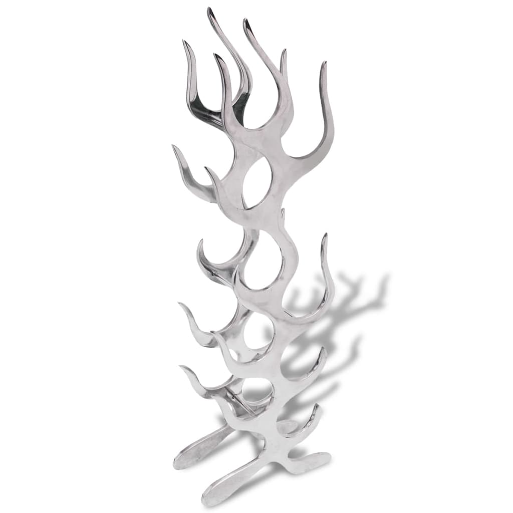 vinreol flammedesign aluminium sølvfarvet 9 flasker