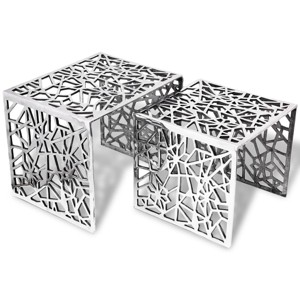 firkantet sidebord i to dele i aluminium sølvfarvet