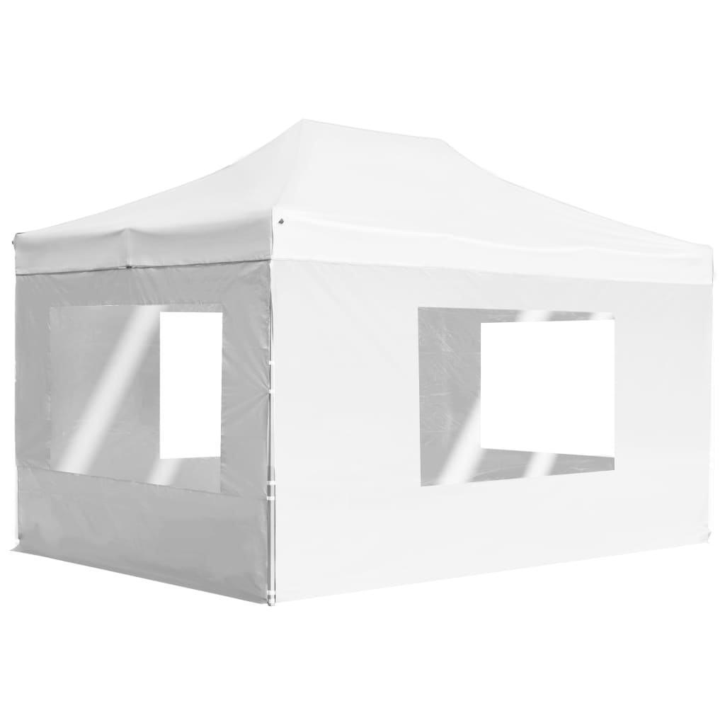 foldbart festtelt med vægge aluminium 4,5 x 3 m hvid