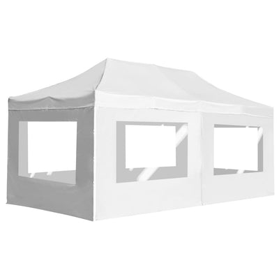 foldbart festtelt med vægge aluminium 6 x 3 m hvid