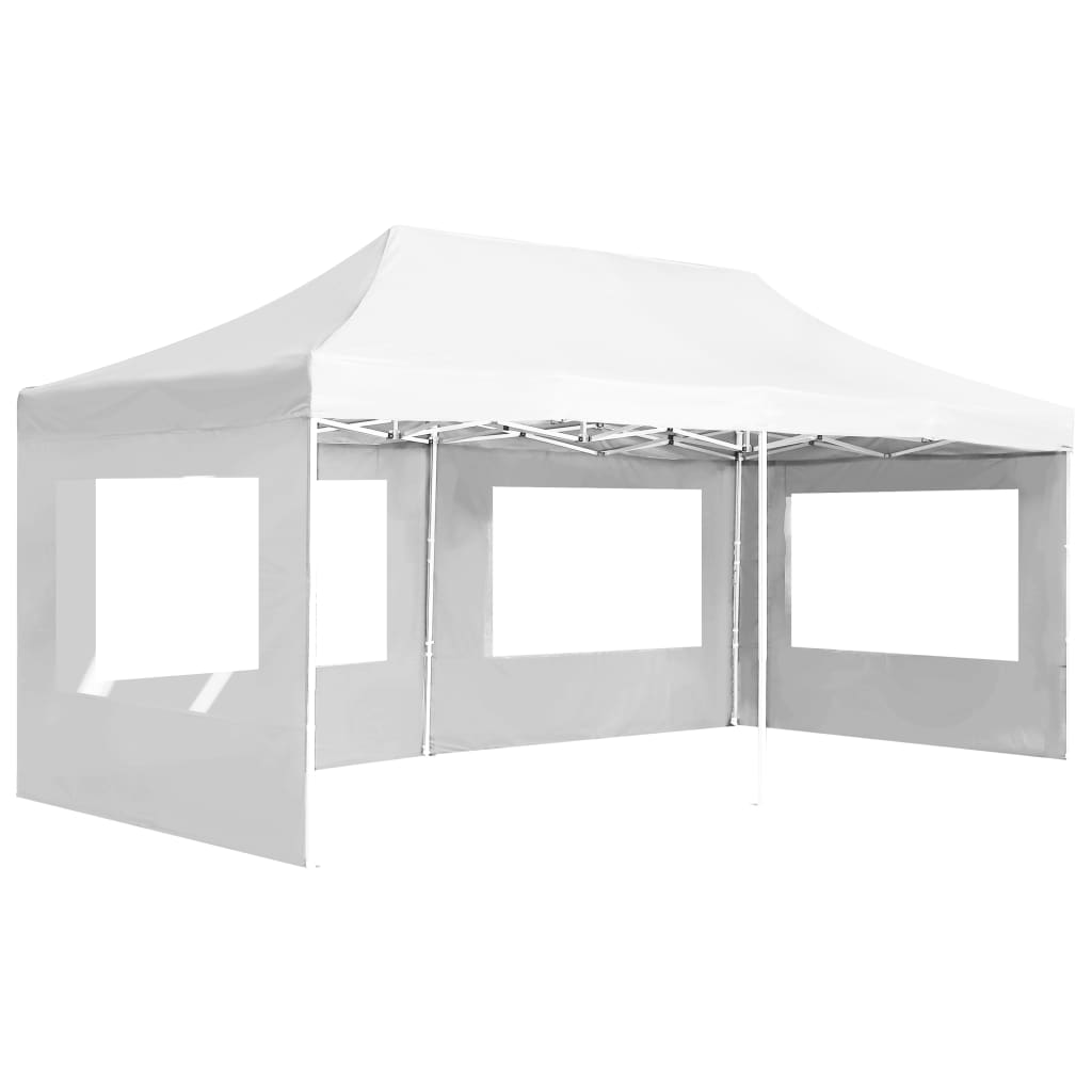 foldbart festtelt med vægge aluminium 6 x 3 m hvid