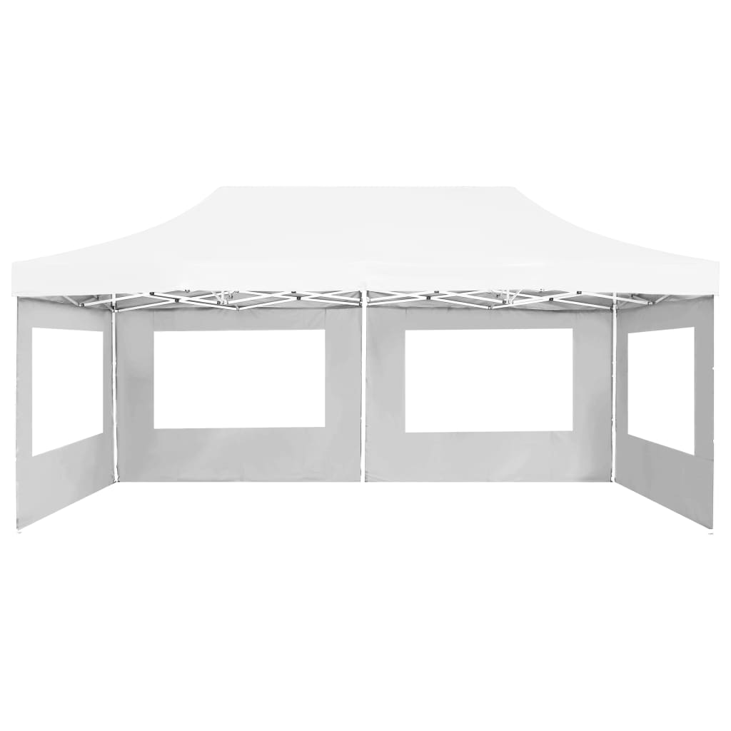 foldbart festtelt med vægge aluminium 6 x 3 m hvid