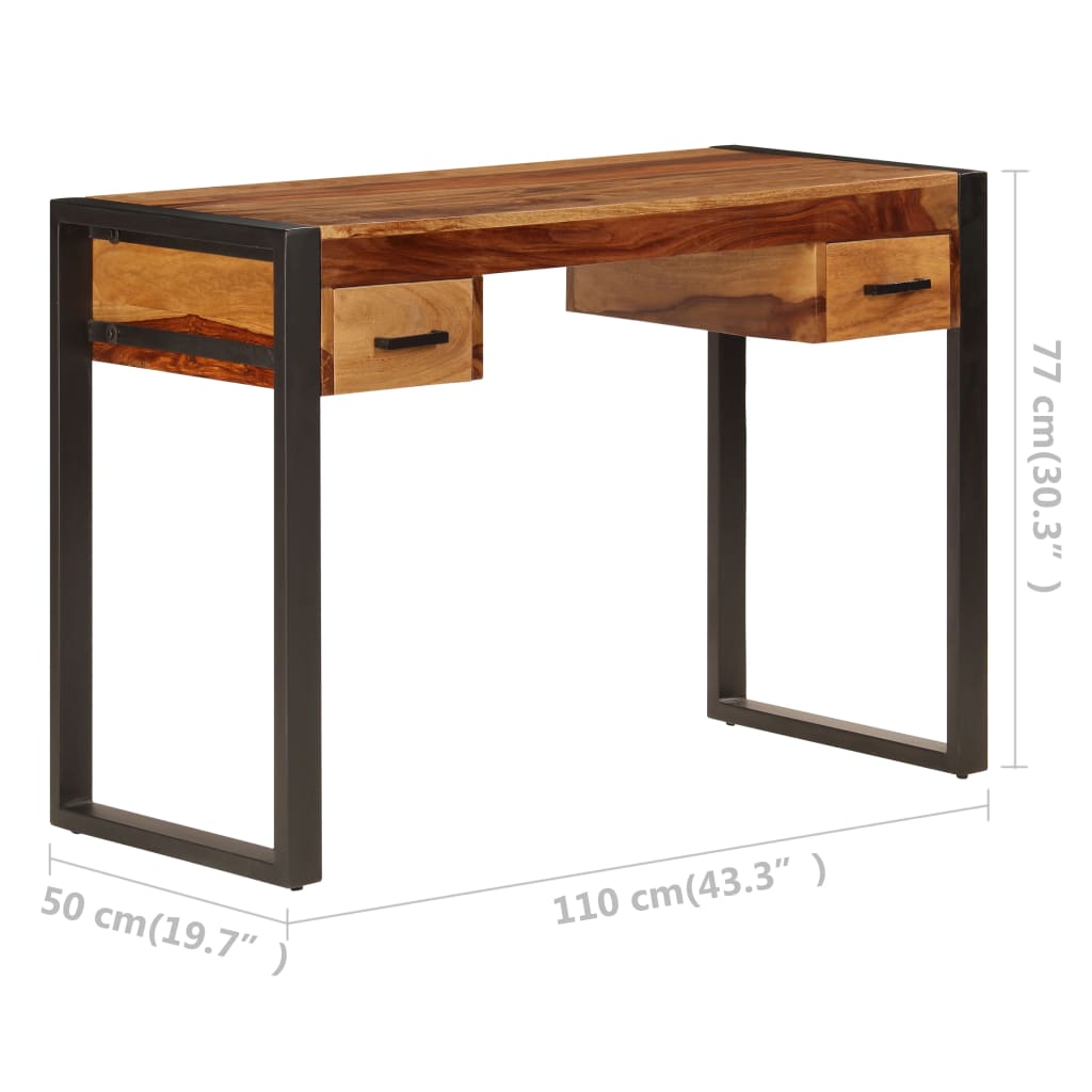 skrivebord med 2 skuffer 110 x 50 x 77 cm massivt akacietræ