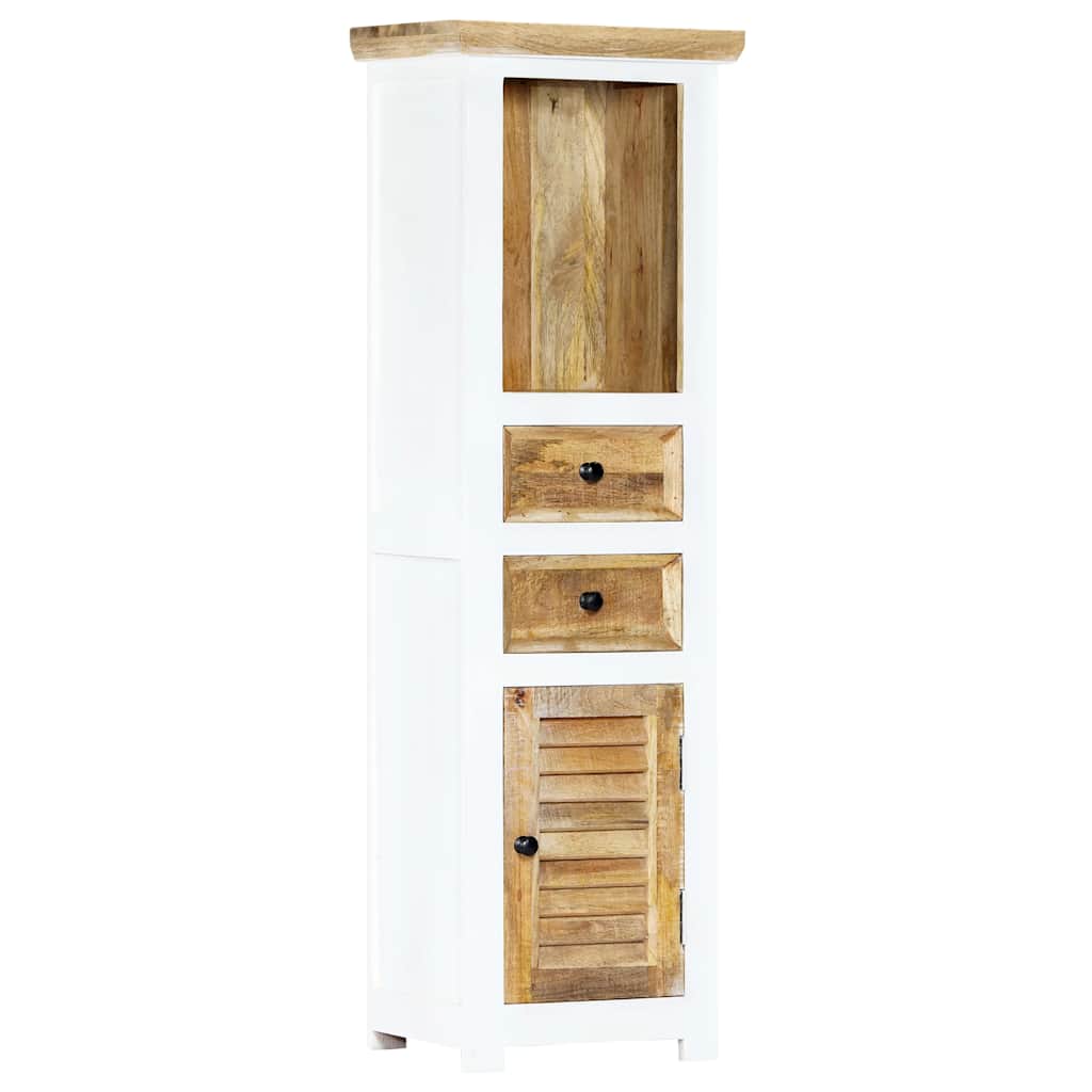 højskab 40x30x128 cm massivt ru mangotræ hvid og brun