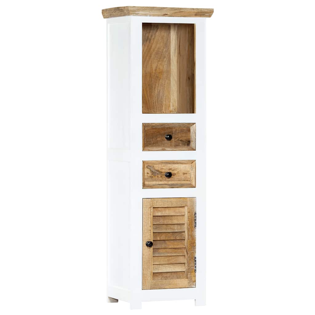 højskab 40x30x128 cm massivt ru mangotræ hvid og brun