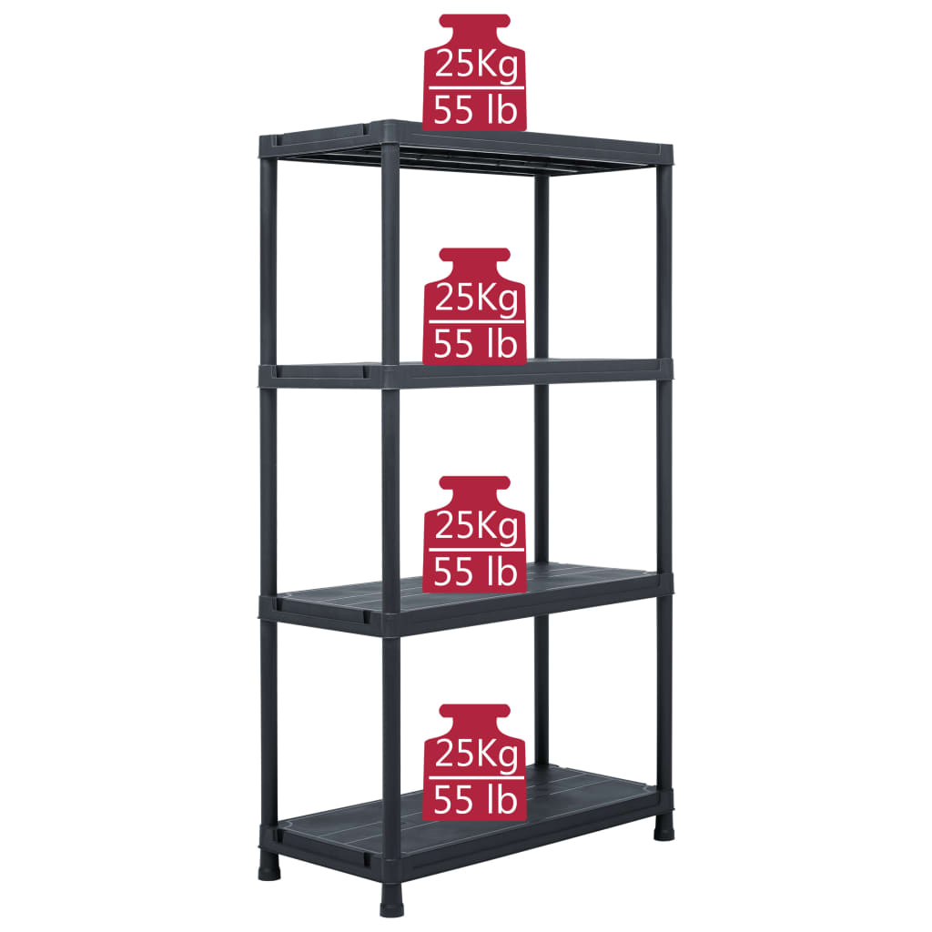 opbevaringsreol sort 100 kg 60 x 30 x 138 cm plastik