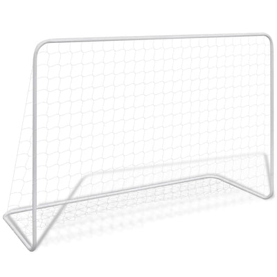 fodboldmål 2 stk. med net 182x61x122 cm stål hvid