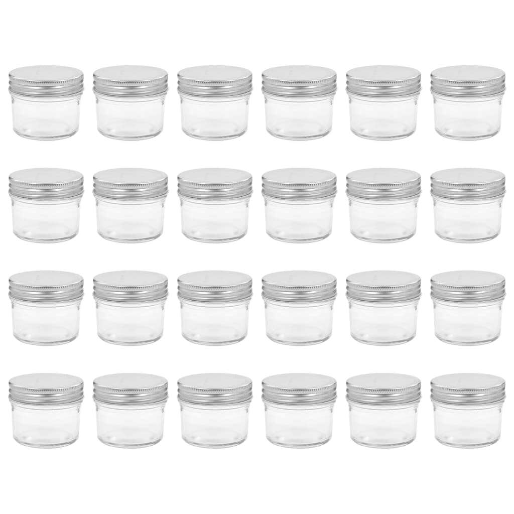 syltetøjsglas 24 stk. med sølvfarvet låg 110 ml