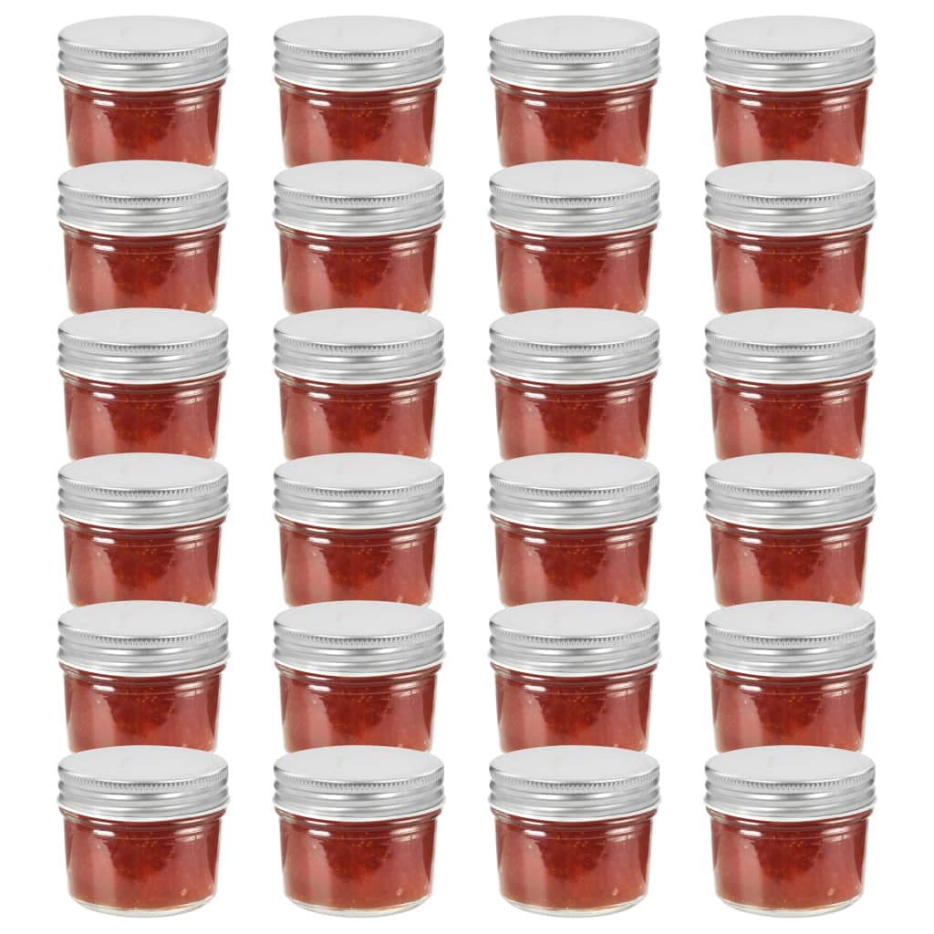 syltetøjsglas 24 stk. med sølvfarvet låg 110 ml