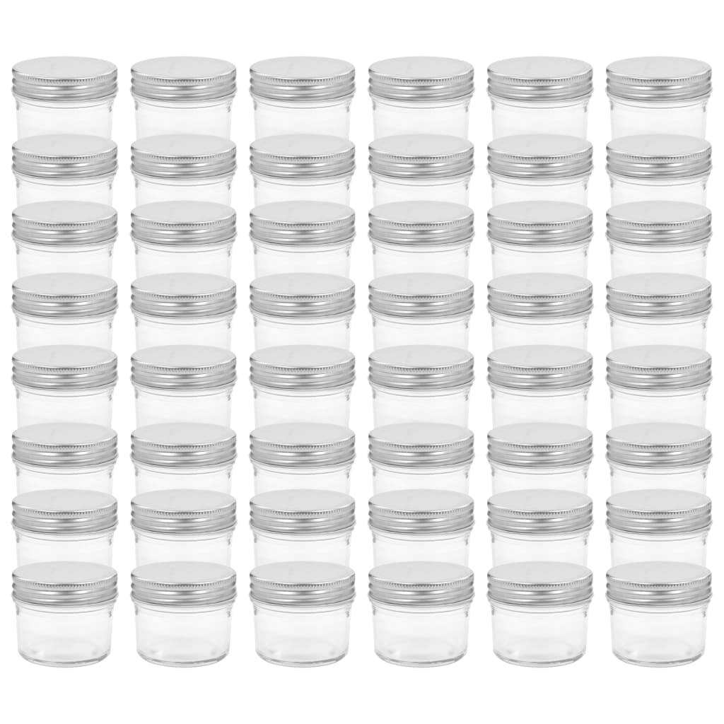 syltetøjsglas 48 stk. med sølvfarvet låg 110 ml