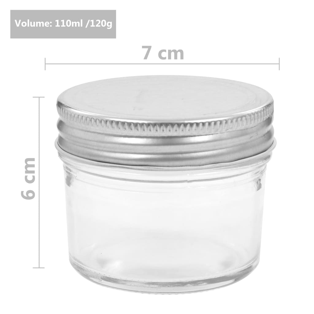 syltetøjsglas 48 stk. med sølvfarvet låg 110 ml
