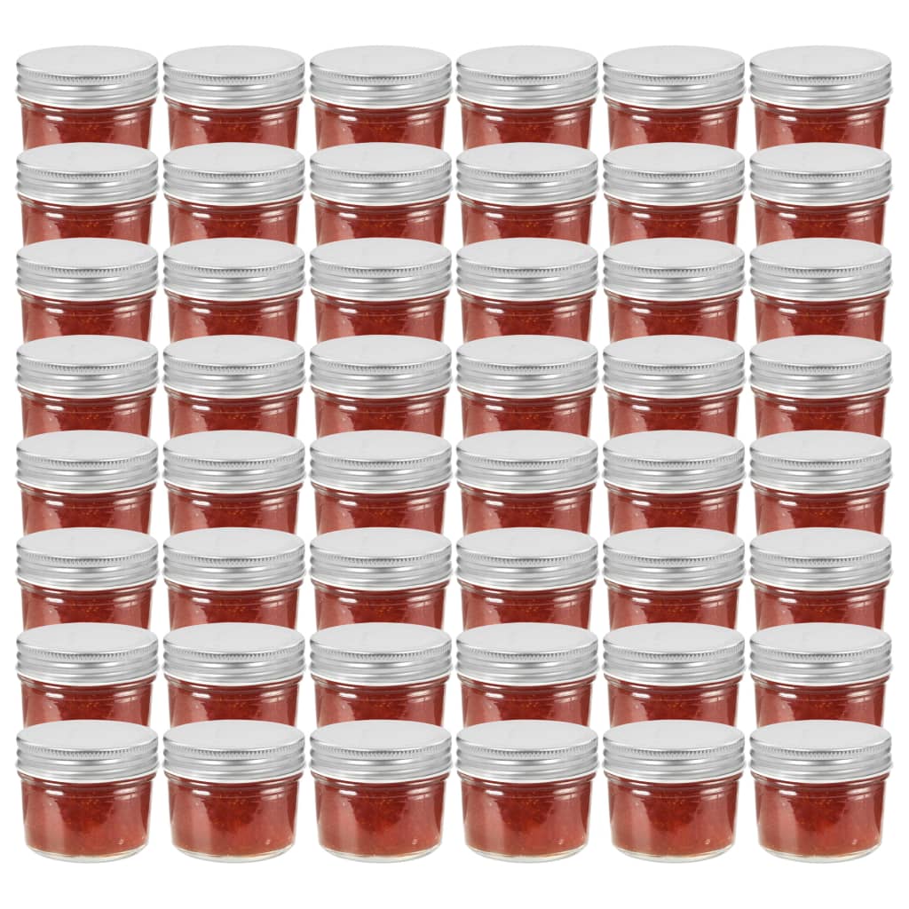 syltetøjsglas 48 stk. med sølvfarvet låg 110 ml