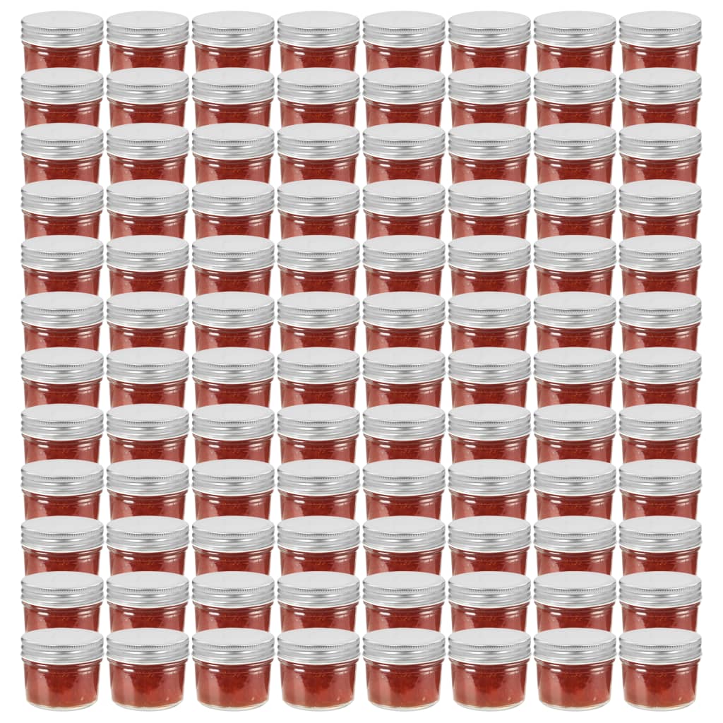 syltetøjsglas 96 stk. med sølvfarvet låg 110 ml
