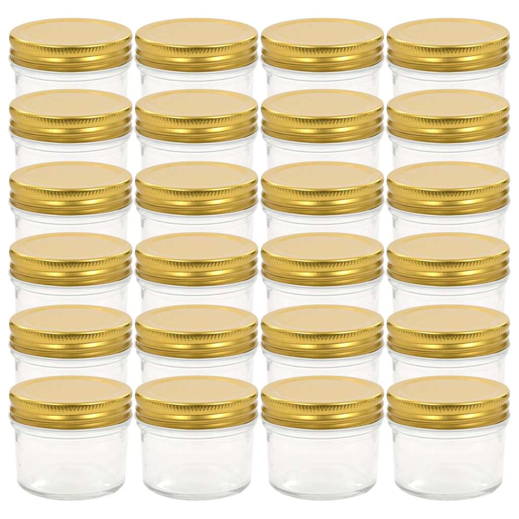 syltetøjsglas 24 stk. med guldfarvet låg 110 ml