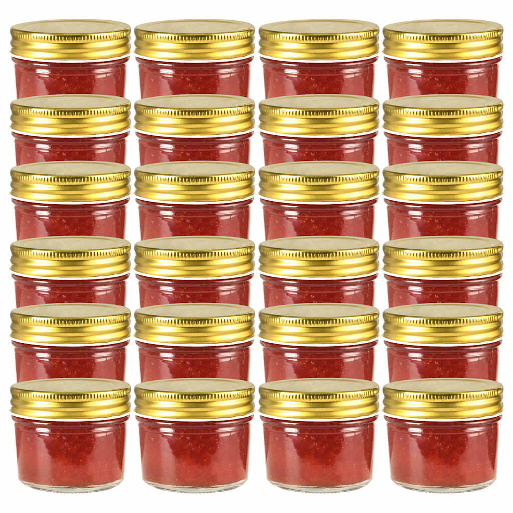 syltetøjsglas 24 stk. med guldfarvet låg 110 ml