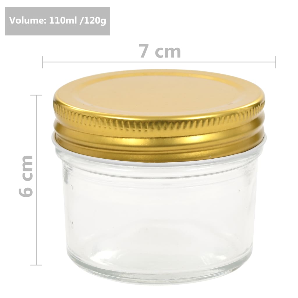 syltetøjsglas 96 stk. med guldfarvet låg 110 ml