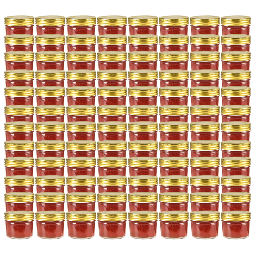 syltetøjsglas 96 stk. med guldfarvet låg 110 ml
