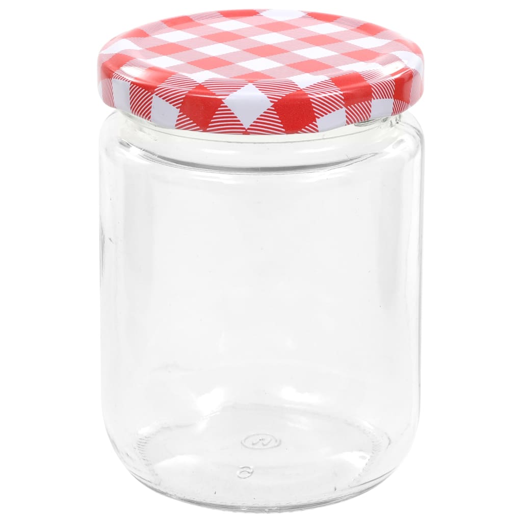 syltetøjsglas 48 stk. med hvide og røde låg 230 ml