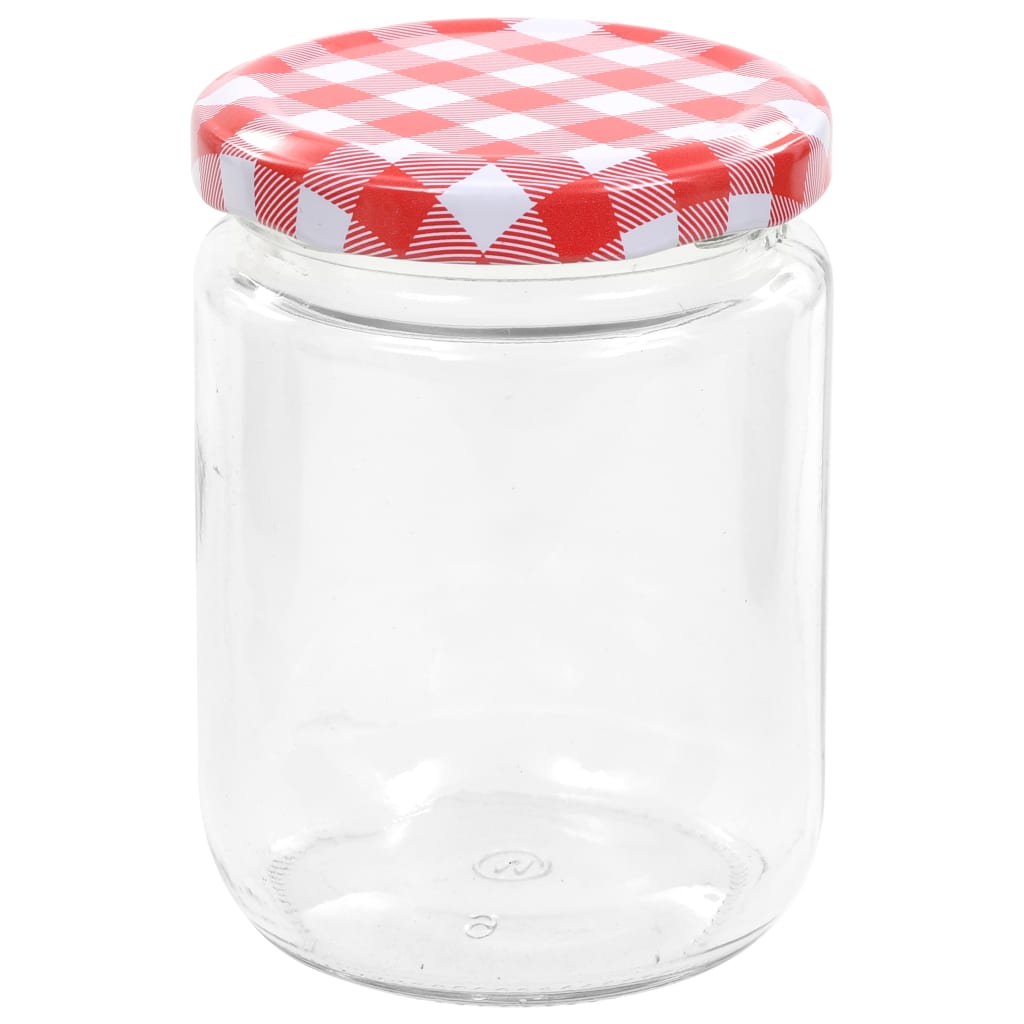 syltetøjsglas 96 stk. med hvide og røde låg 230 ml
