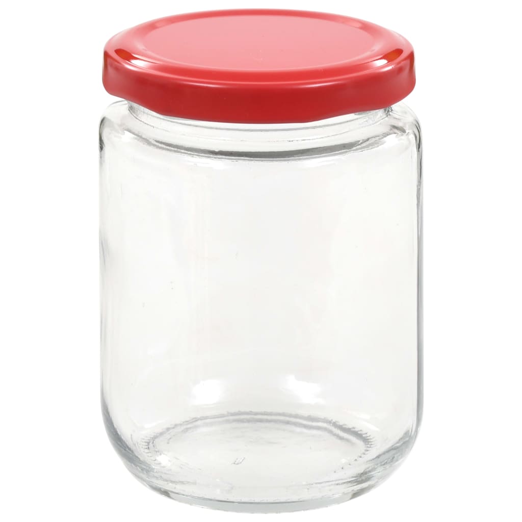syltetøjsglas 96 stk. med røde låg 230 ml