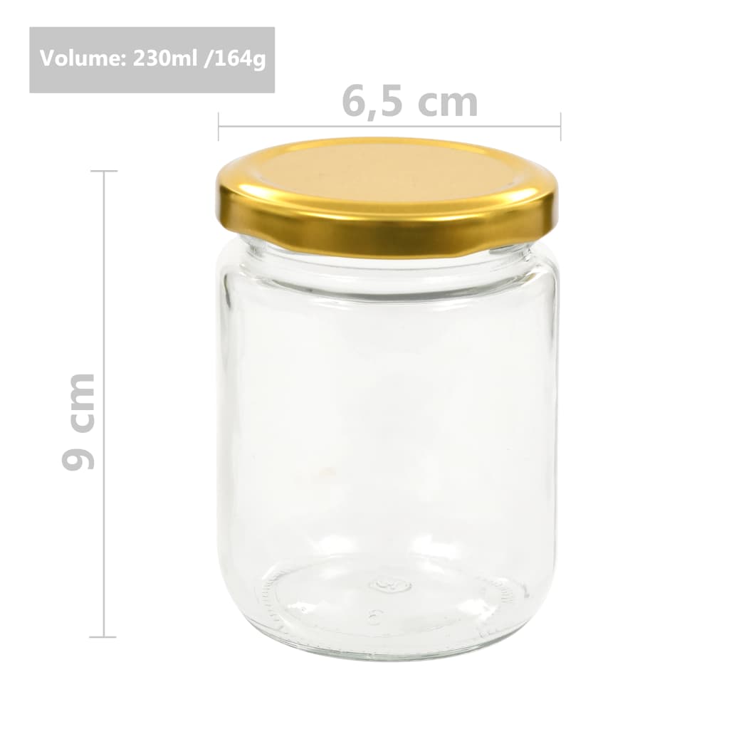 syltetøjsglas 48 stk. med guldfarvet låg 230 ml