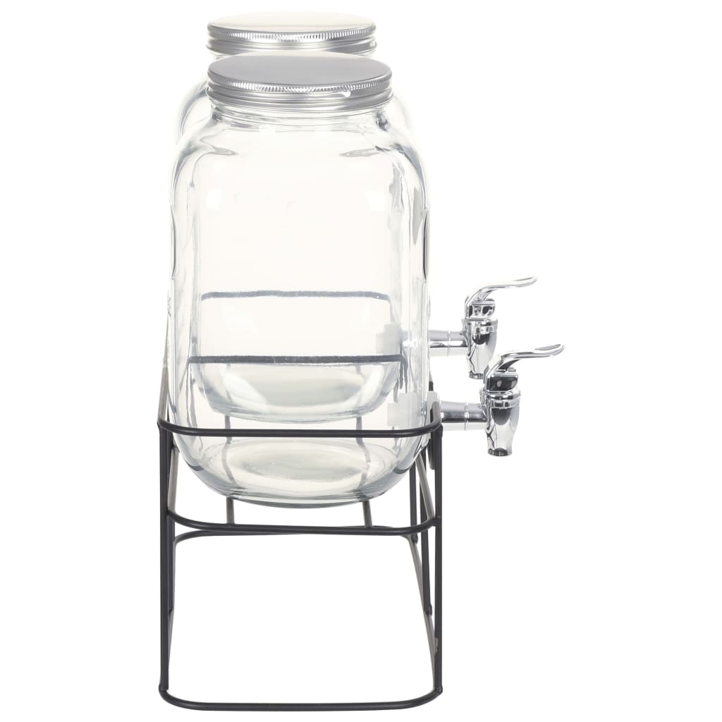 drikkevaredispensersæt 2 stk. med stativ 2 x 4 l glas