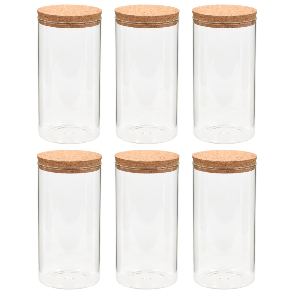 opbevaringsglas med korklåg 6 stk. 1400 ml