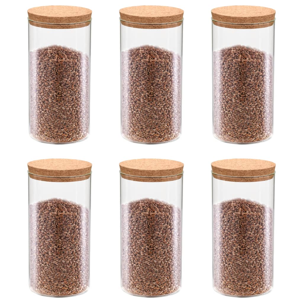 opbevaringsglas med korklåg 6 stk. 1400 ml