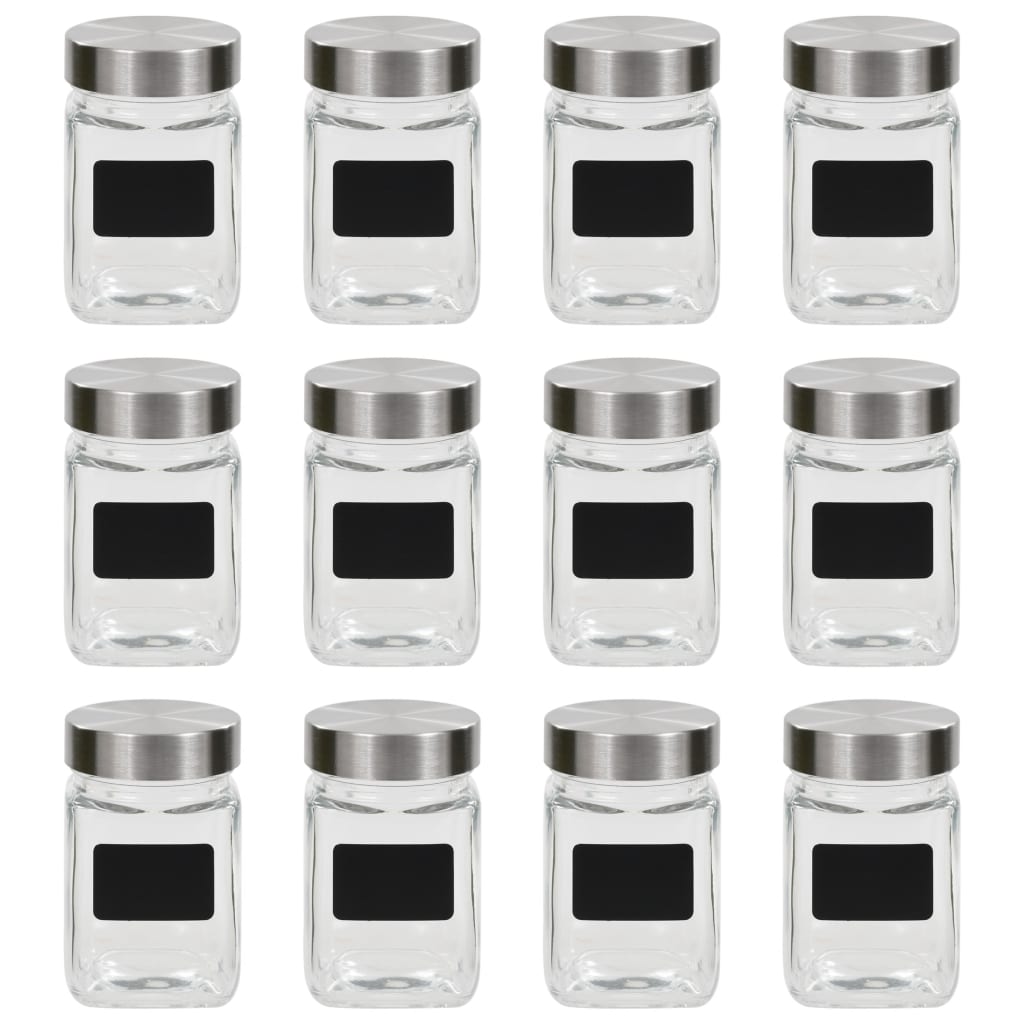 opbevaringsglas med etiket 12 stk. 300 ml